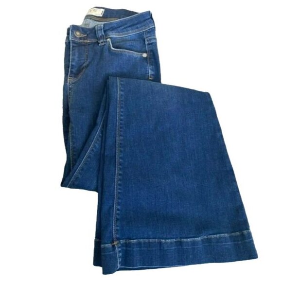 Free People Flare Jeans Dark Wash Fall Inseam 32 Long Extra Tall New Dawn - Picture 2 of 7